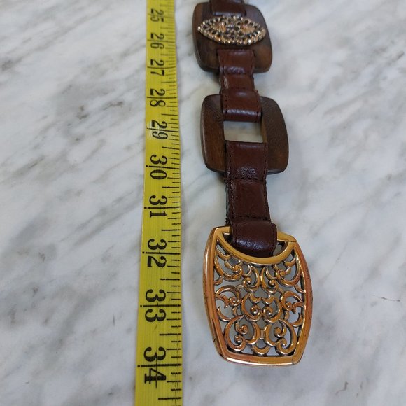 Brighton Women's Black Leather Coconut Shell Buckle Belt small/30" length - Picture 7 of 7